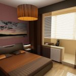 Дизайн спальни с балконом в теплых коричневых оттенках